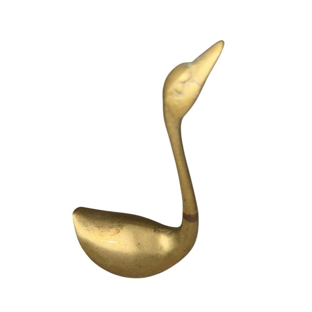 Vintage Brass Swan Figurine Gold Mid-Century Modern Tabletop Decor Classic retro - Picture 2 of 8